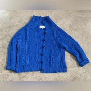 The Great. cable knit cardigan in Blue Yonder - Size M